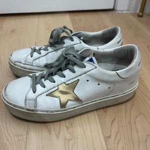 Golden Goose Hi Star white with gold
